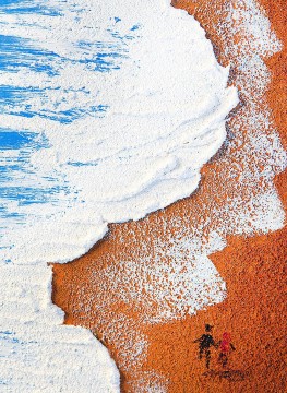 Ola de playa arena abstracta niños detalle arte pared minimalismo Pinturas al óleo